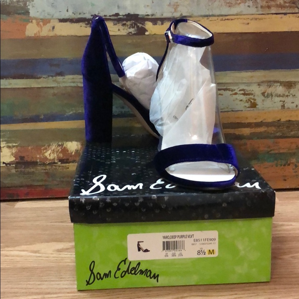 Never worn deep purple,velvet chunky heels.